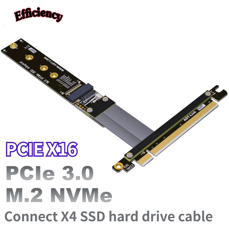 

PCIe 4x Extension Cable M.2 NVMe SSD Adapter Card Supports PCI-E3.0 X16 To X4 ADT PCIe3.0x4 Gen3 32G/bps