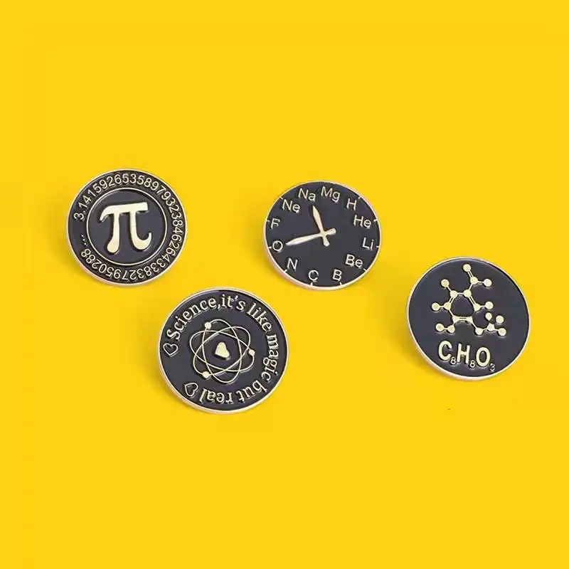과학 에나멜 핀, Pi (II) 주기 테이블 원자 기호 브로치, Geek 과학 애호가 교사 및 학생용 보석 선물 도매