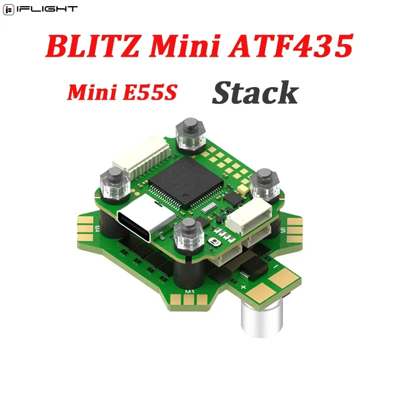 

IFlight BLITZ Mini ATF435 55A стек с BLITZ Mini E55S 4-в-1 2-6S ESC/5,8 ГГц 600 мВт Регулируемый VTX для радиоуправляемого FPV дрона