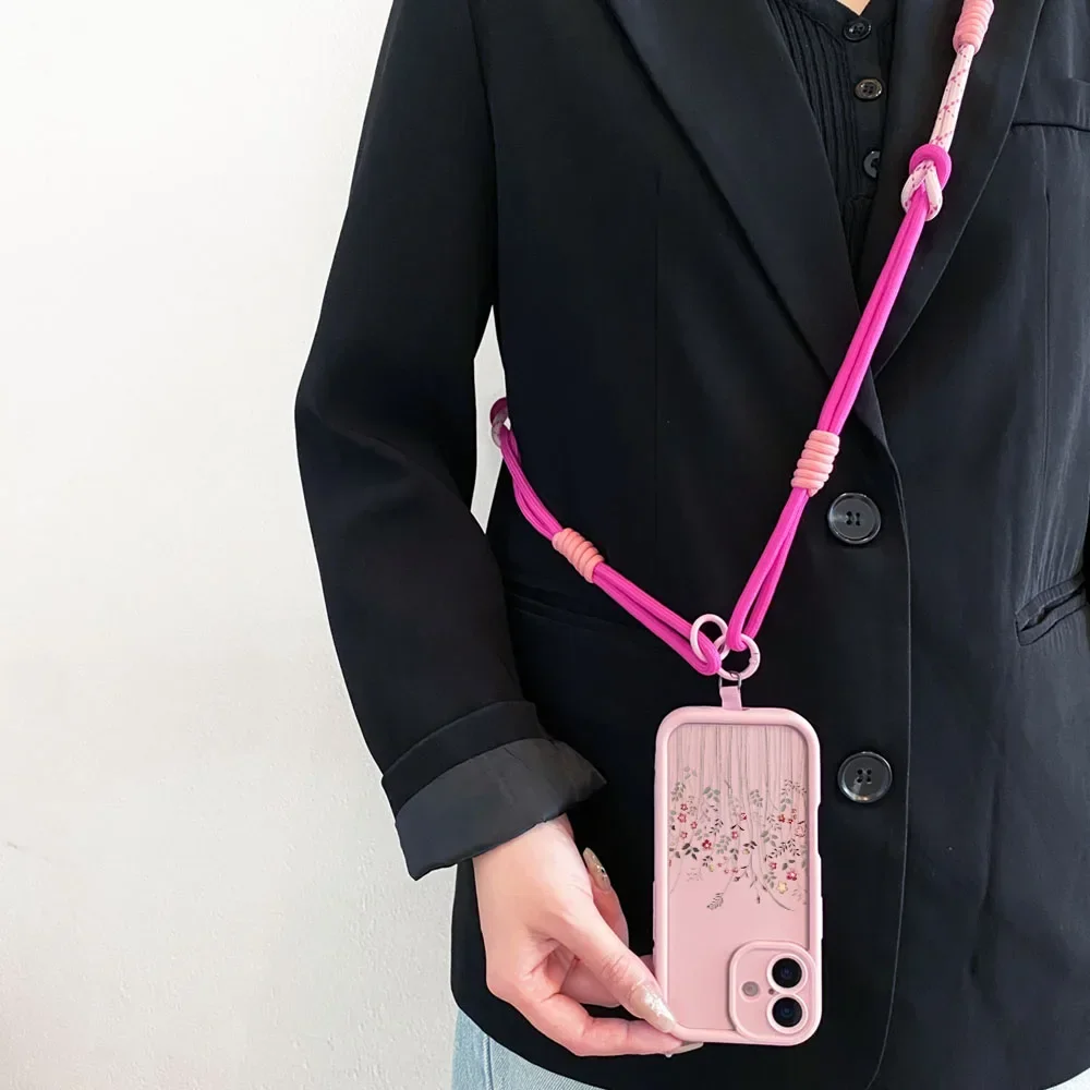 Cxd5Lavender Flower Custodia con cordino a tracolla per IPhone16 15 14 13 12 11 17 Pro MAX XS Max XR 7 8 Plus Catena da polso Copertura con corda lunga