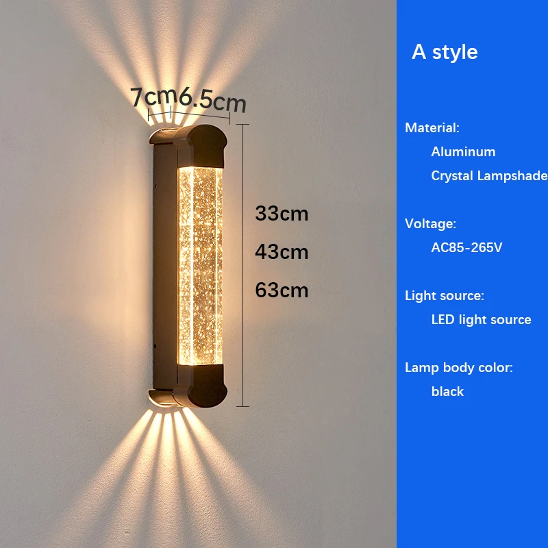 Outdoor Wall lamp Modern Waterproof Wall Lights Porch Lamp Aluminum Crystal Lamp Aisle Porch Waterproof Lighting Fixture