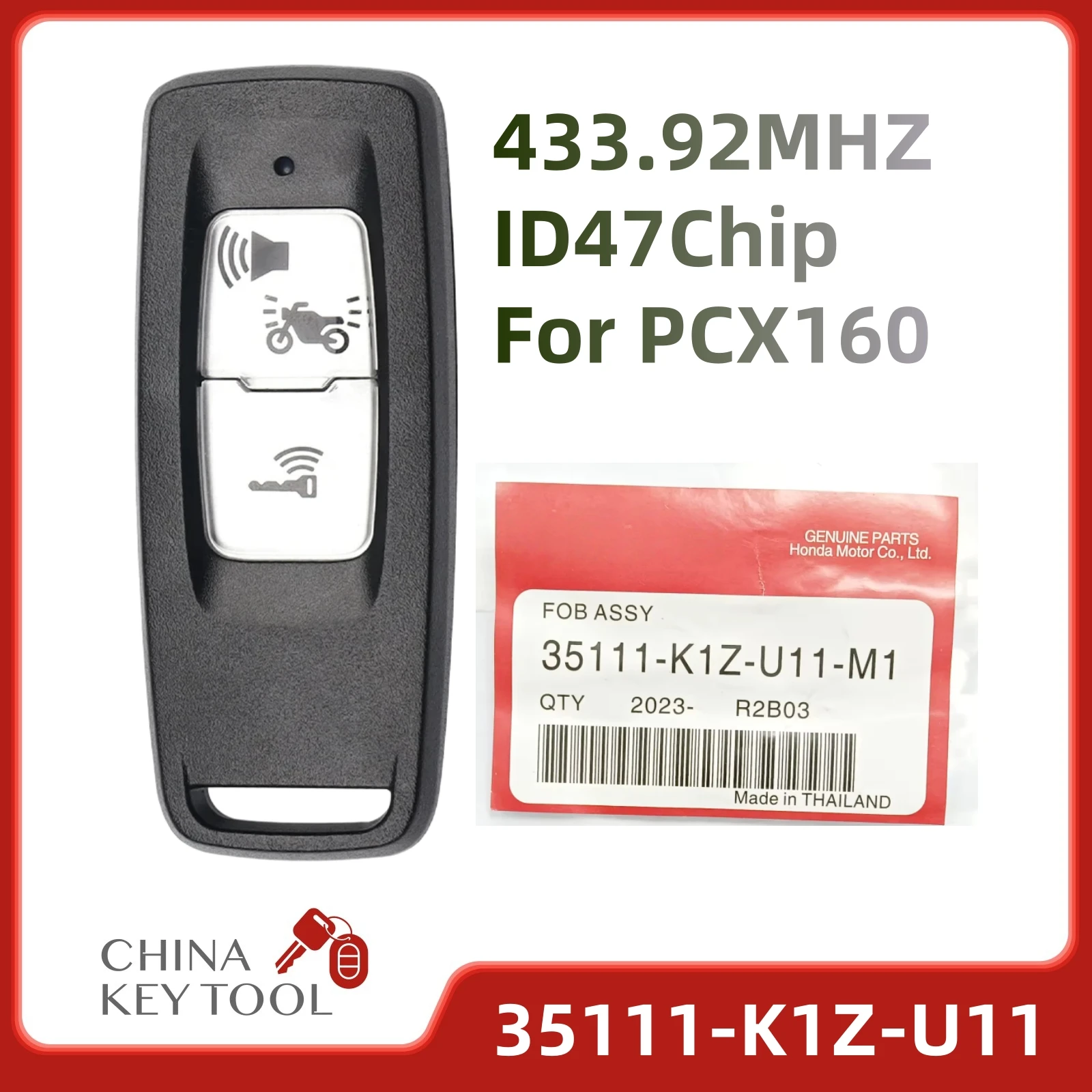 

Оригинальный пульт дистанционного управления 35111-K1Z-U11 для Honda PCX160 Forza, NSS350 2021-2023 ключ для мотоцикла 433,92 МГц ID47Chip, 1 шт.