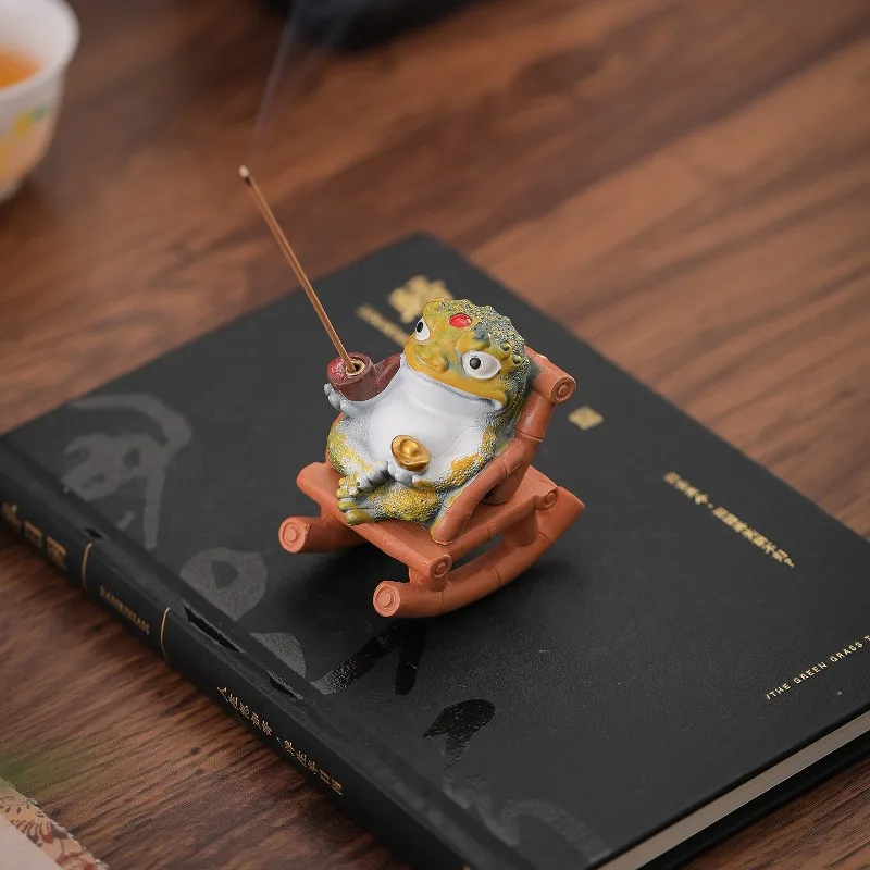 Rocking Chair Golden Toad Incense Burner Home Decor Creative Fragrance Chinese Tea Ceremony Tea Table Desktop Home Decoration