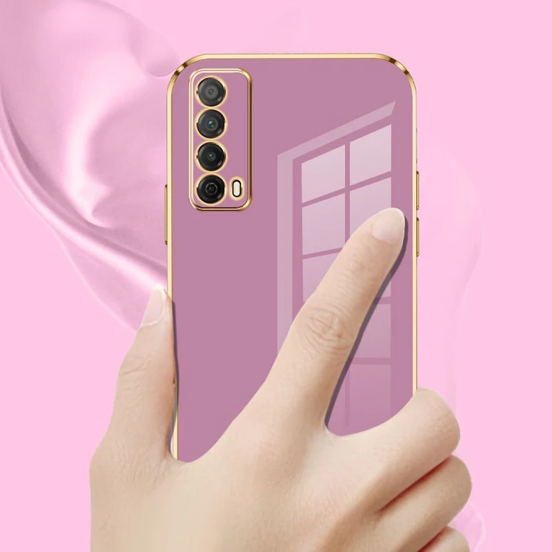 For Huawei Y7a Case Huawei P smart 2021 Phone Case PPA-LX1 Luxury Square Plating ShockProof Soft TPU Silicone Back Cover Fundas