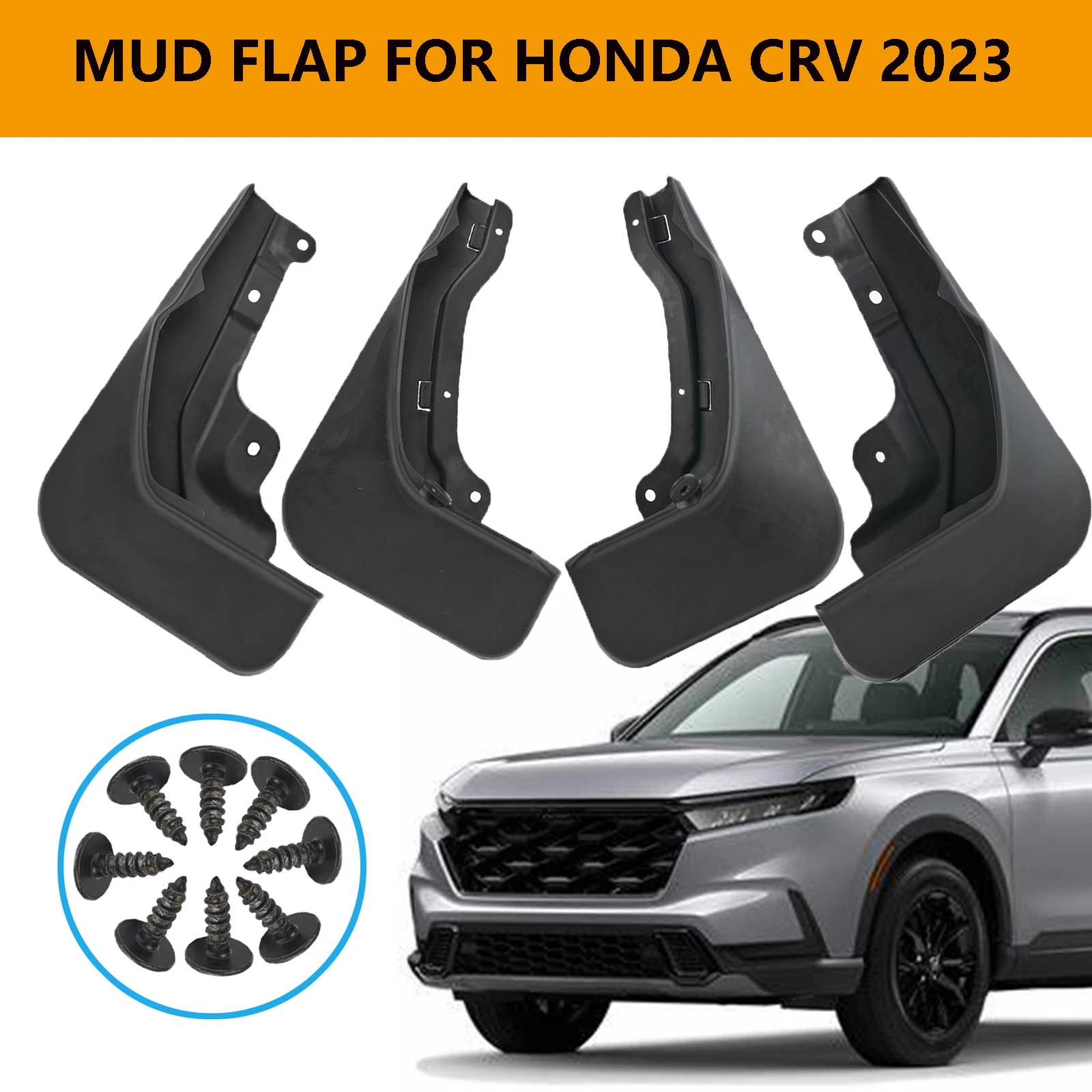 

4Pcs black plastic Splash guard mudguards mud flaps mudflaps fenders front rear for Honda CR-V 2023-2024 Wheel Accessories