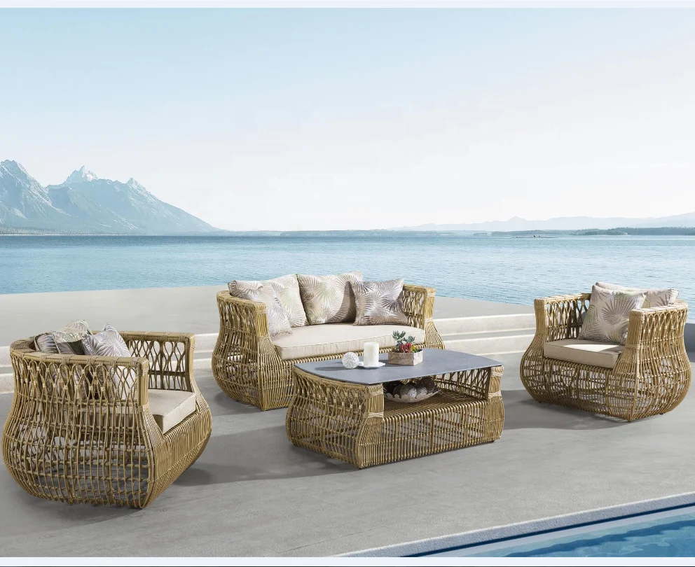 Aluminum PE Rattan Garden Country Patio Sofa Sets Outdoor Furniture Foshan Factory
