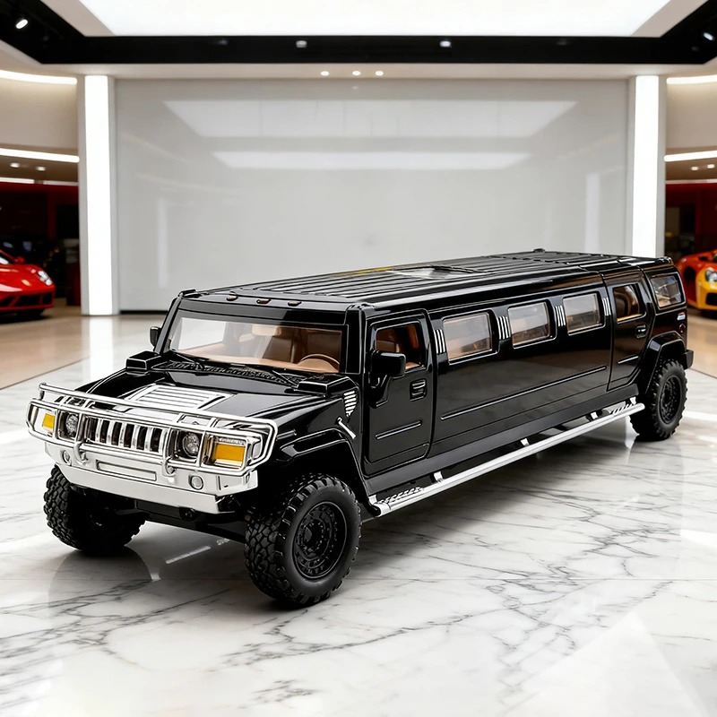 1:32 lega Hummer H2 allungare Limousine metallo pressofuso modello di auto suono e luce tirare indietro bambini giocattolo veicoli regalo