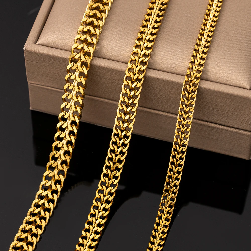 

1meter Stainless Steel Gold Cuban Flat Chains For DIY Necklaces Bracelets Jewelry Making Supplies Accessories Crafts Findings