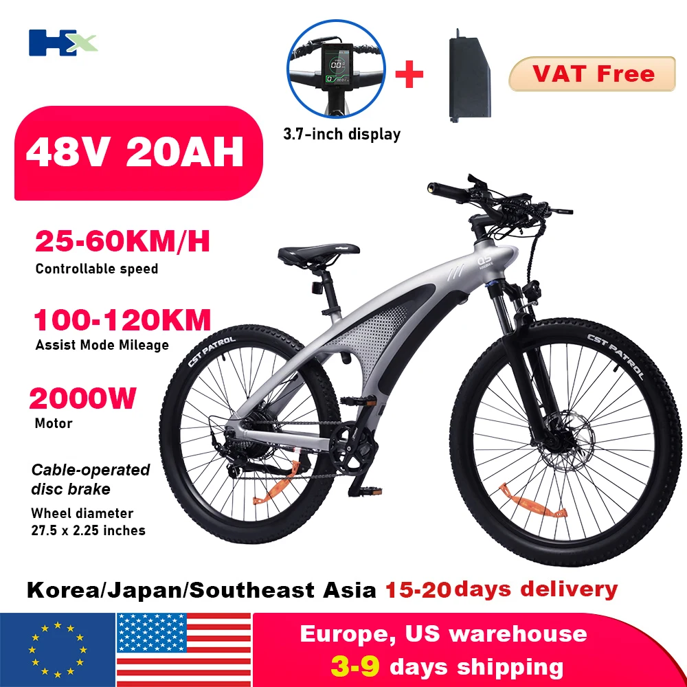 HX Q5 e bikes 2000W electric bicycles 2000W 48V 20A adults electric Bike  27.5Inch Electric Bicycle City E Bikes Mountain e bike image 1