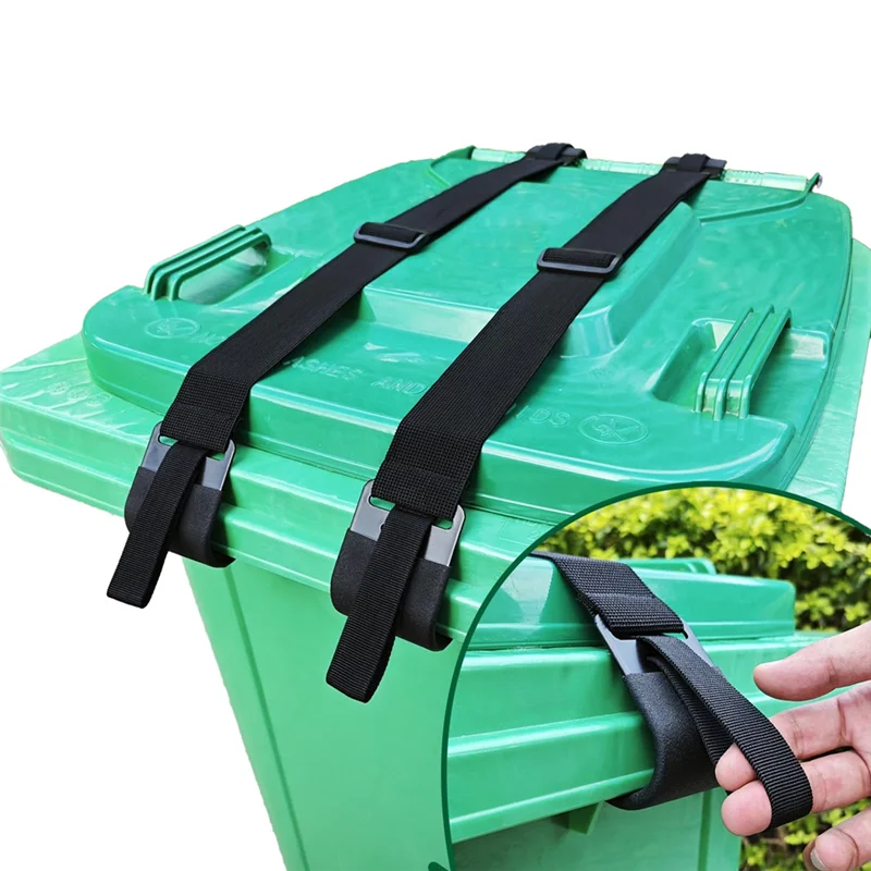 

Металлический ремешок с замком крышки мусорного бака с двойным когтем, 2 упаковки, замок крышки мусорного бака, чтобы сохранить крышку енота, подходит для банок емкостью 20–96 галлонов