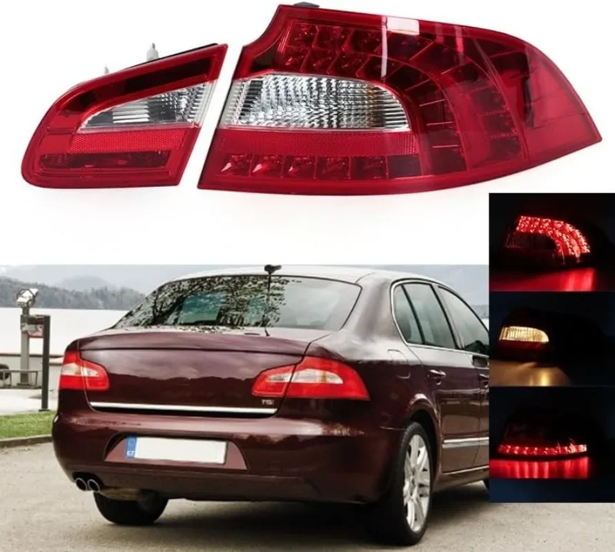 

Для Skoda Superb MK2 2008 2009 2010 2011 2012 2013, автомобильный задний фонарь, задний бампер, стоп-сигнал, указатель поворота, предупреждение