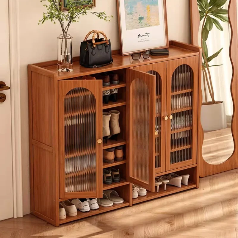 Designs Storage Shoe Rack Glass Multi Layer Save Space Retro Shoe Rack Hall Entrance Szafka Na Buty Furniture Living Room