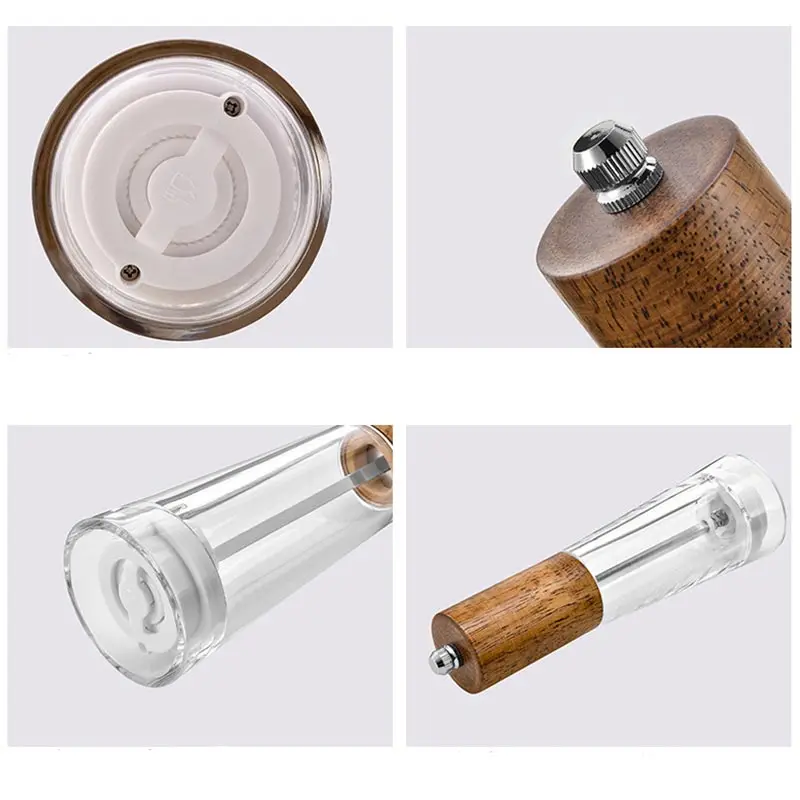 Manual Pepper Grinder Sea Salt Pepper Mill Acrylic Ceramic Core Grinder Kitchen Pepper Grinding Seasoning Bottle Cooking Tools