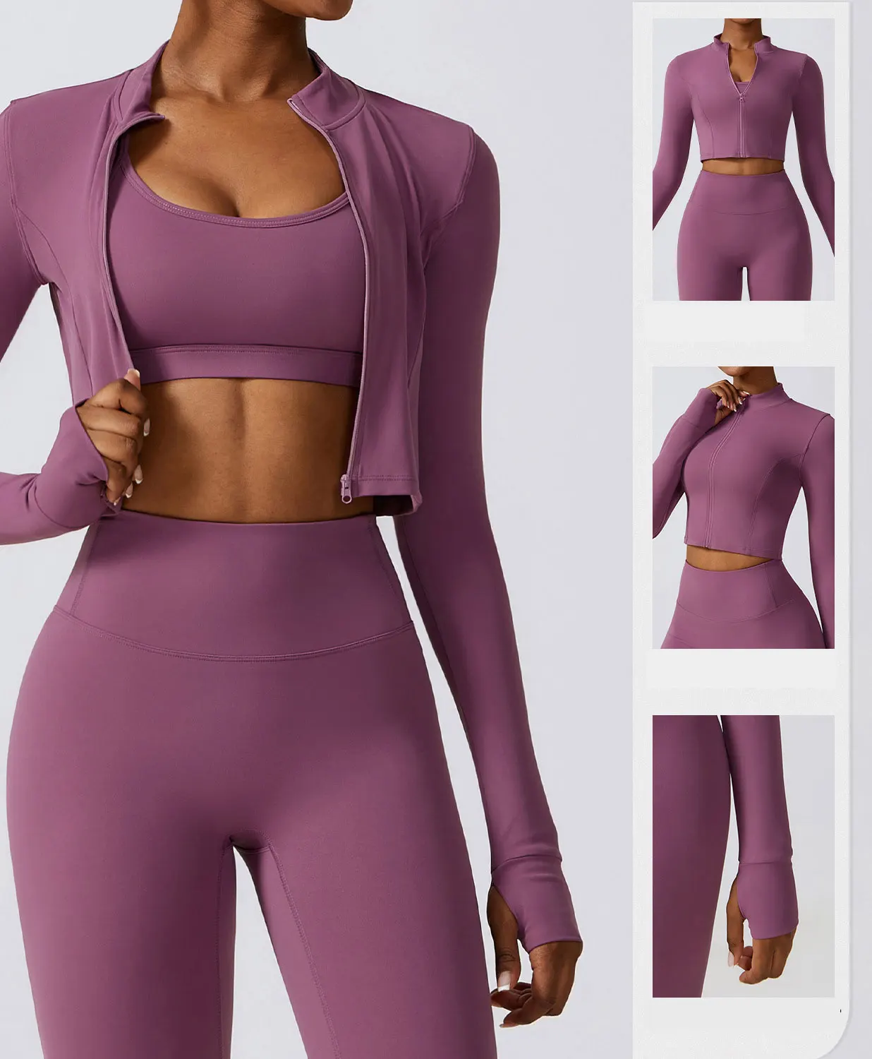 

Women's Yoga long Sleeved Exercise Long Sleeved Gym Push Ups Running And Cycling Training Tight Zippered Yoga Jacket Sports