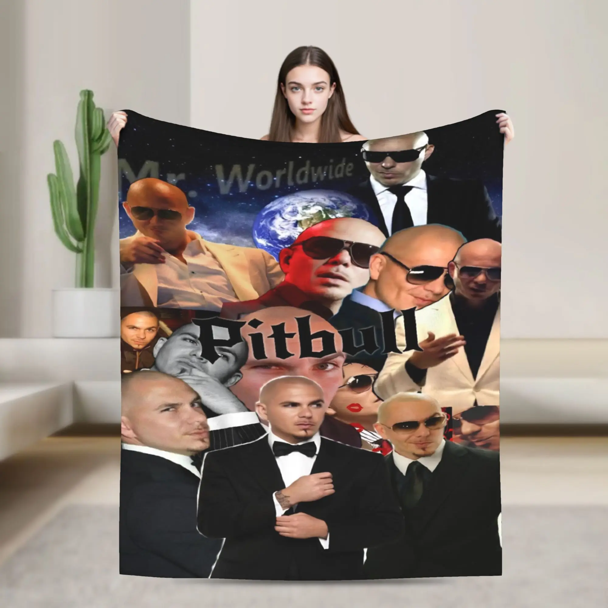 Singer Pitbull Tour 2026 Gift Blanket For Men Women Super Soft Cozy  Throw Blankets for Sofa 50x60 Inches Multi-size