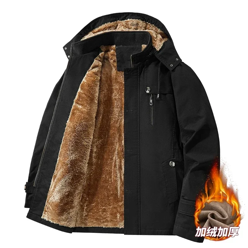 

Куртка мужская модная с капюшоном уличное ветрозащитное пальто парки мужская зимняя куртка флисовая подкладка уличная парка с капюшоном ветровка