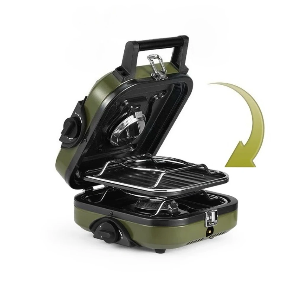 

Double-burner Gas Stove Two-in-one Gas Stove Portable Stove Outdoor Camping Picnic Self-driving Travel Cooker Foldable