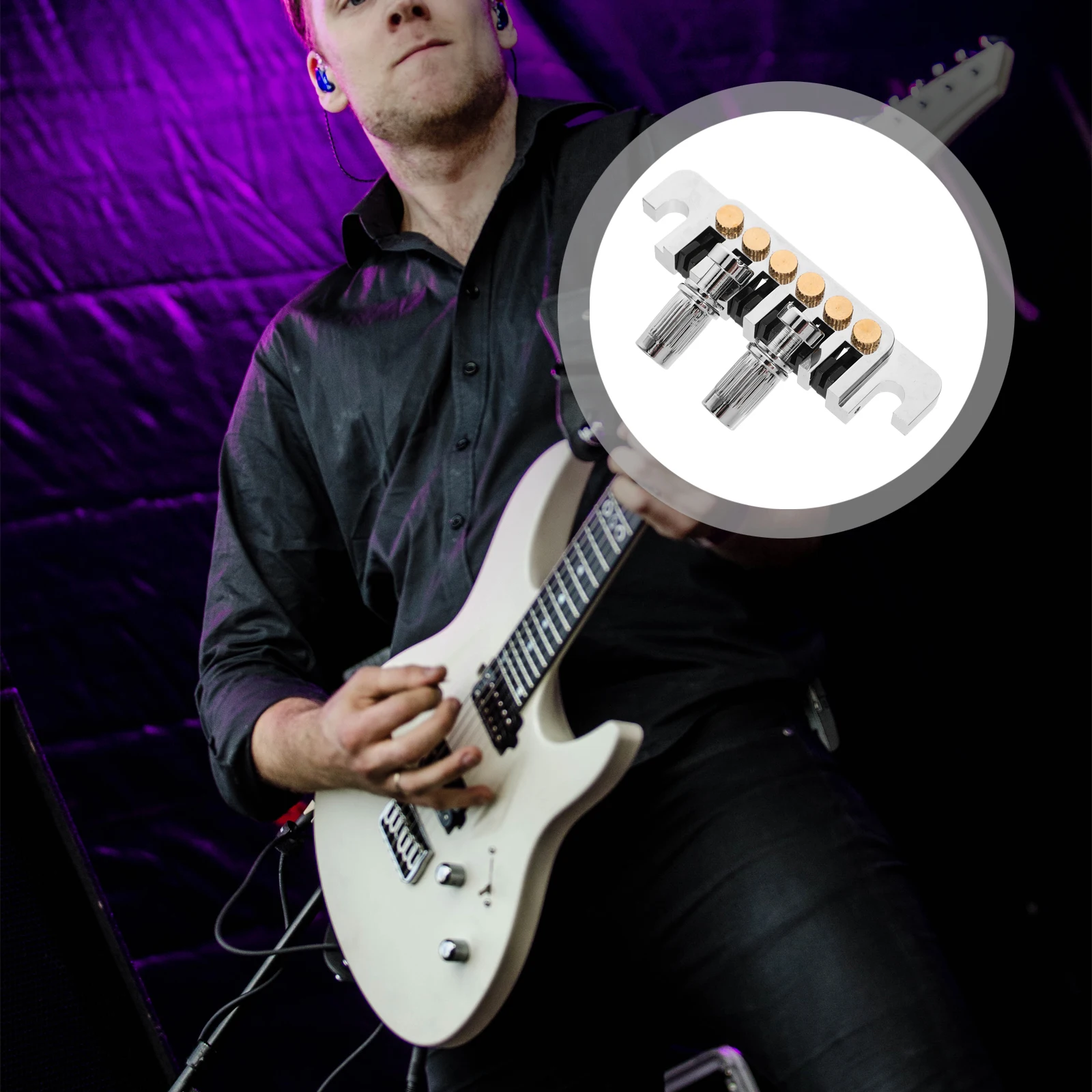 

1 set Guitar Bridge Tailpiece Metal Mini Appearance String Drawing Board Suitable for Lp Es Guitar Installation