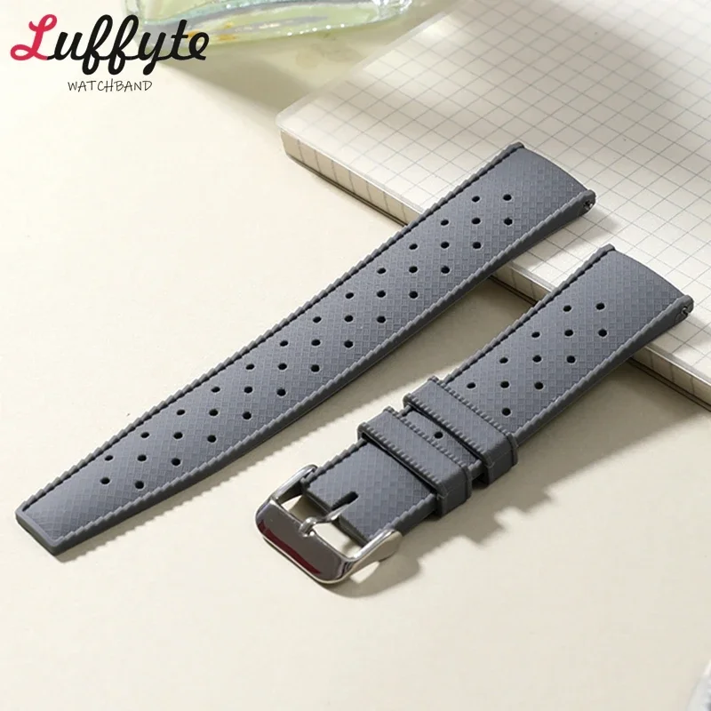 Porous Breathable Soft Rubber Quick Release Watch Straps 18mm 20mm 22mm Universal Sports Silicone Wrist Band