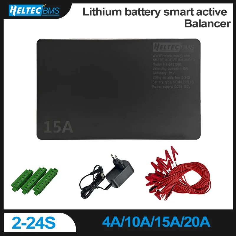 Égaliseur de batterie intelligent 4A Active Balancer 24S 10A 15A 20A pour LiFePO4, Li-ion, LTO, compatible 8S 10S 12S 14S 16S 20S 24S, Bluetooth Energy
