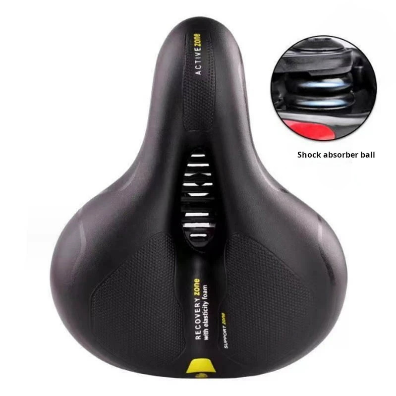 Hollow Breathable Bicycle Saddle Men Women MTB Road Bike Saddle Shock Absorbing Comfortable Big Butt Bike Seat Safety Warning