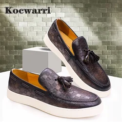 Leather Casual Men's Shoes Comfortable Flat Handmade Shoes Pattern Tassel Non-slip Shoes Banquet Party Dress Men's Shoes