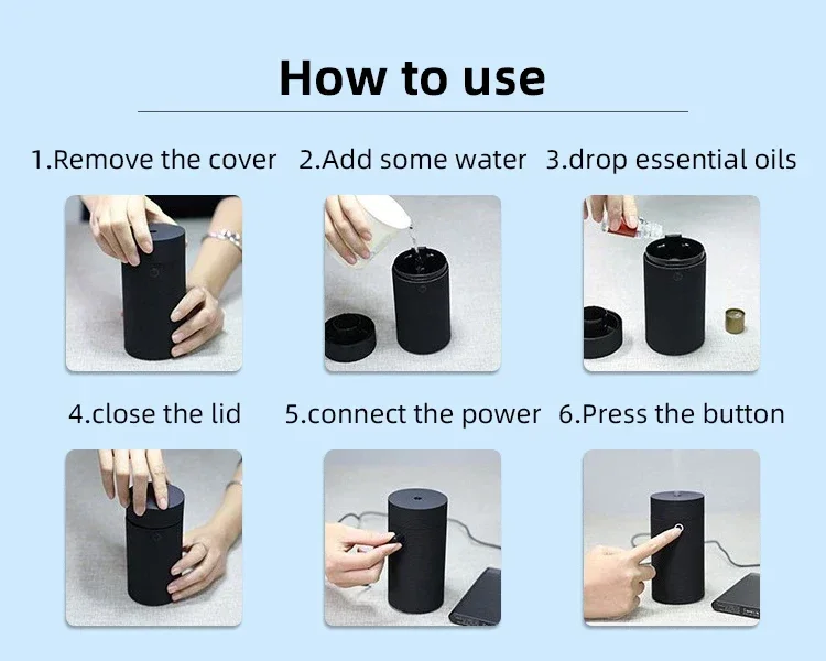 For Hot Sales Portable USB Essential Oil Car Diffuser 55ml Aroma Humidifier Car Scenter Refresh Aroma Diffuser