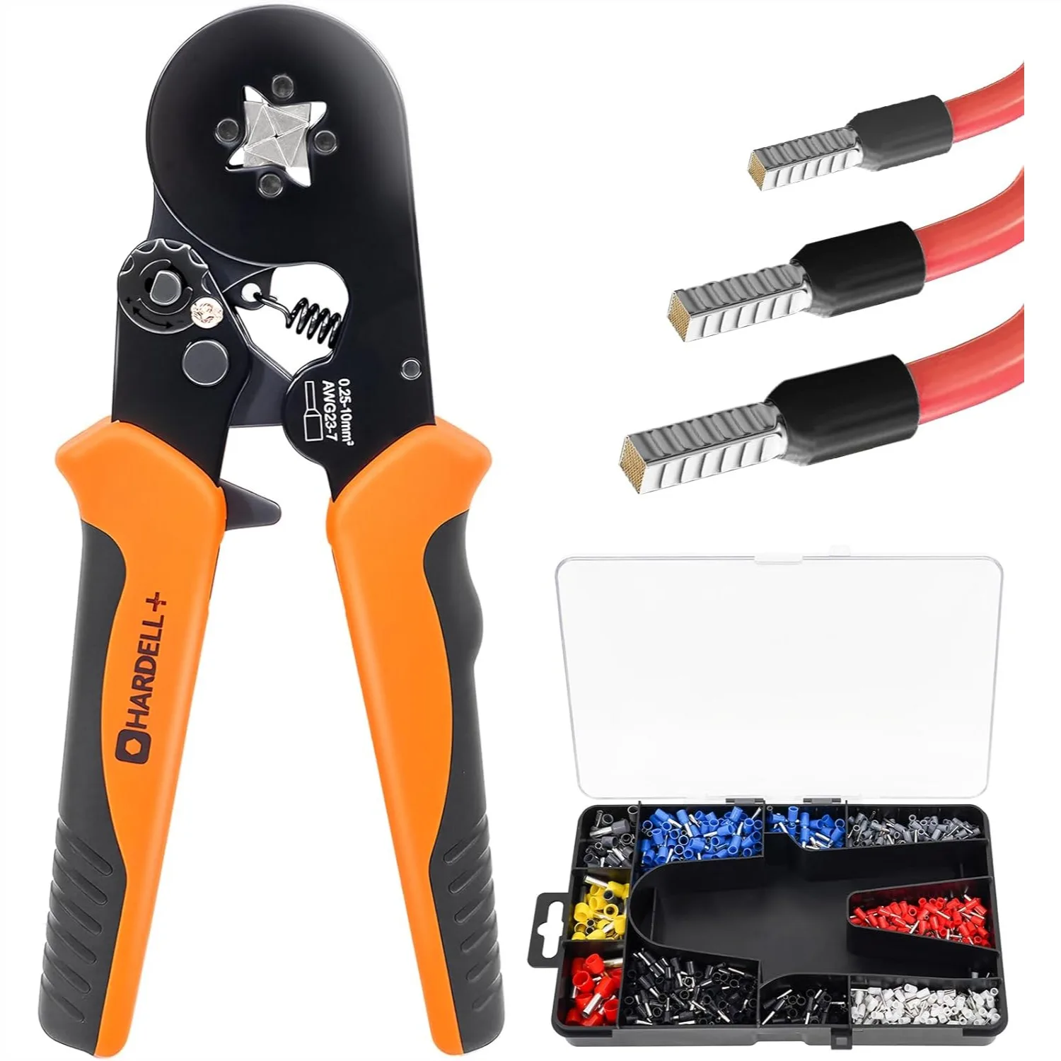 

Ferrule Crimping Tool, AWG 23-7 Self-Adjustable Ratchet Wire Crimper with 1200pcs Terminals, for DIY Home Wiring