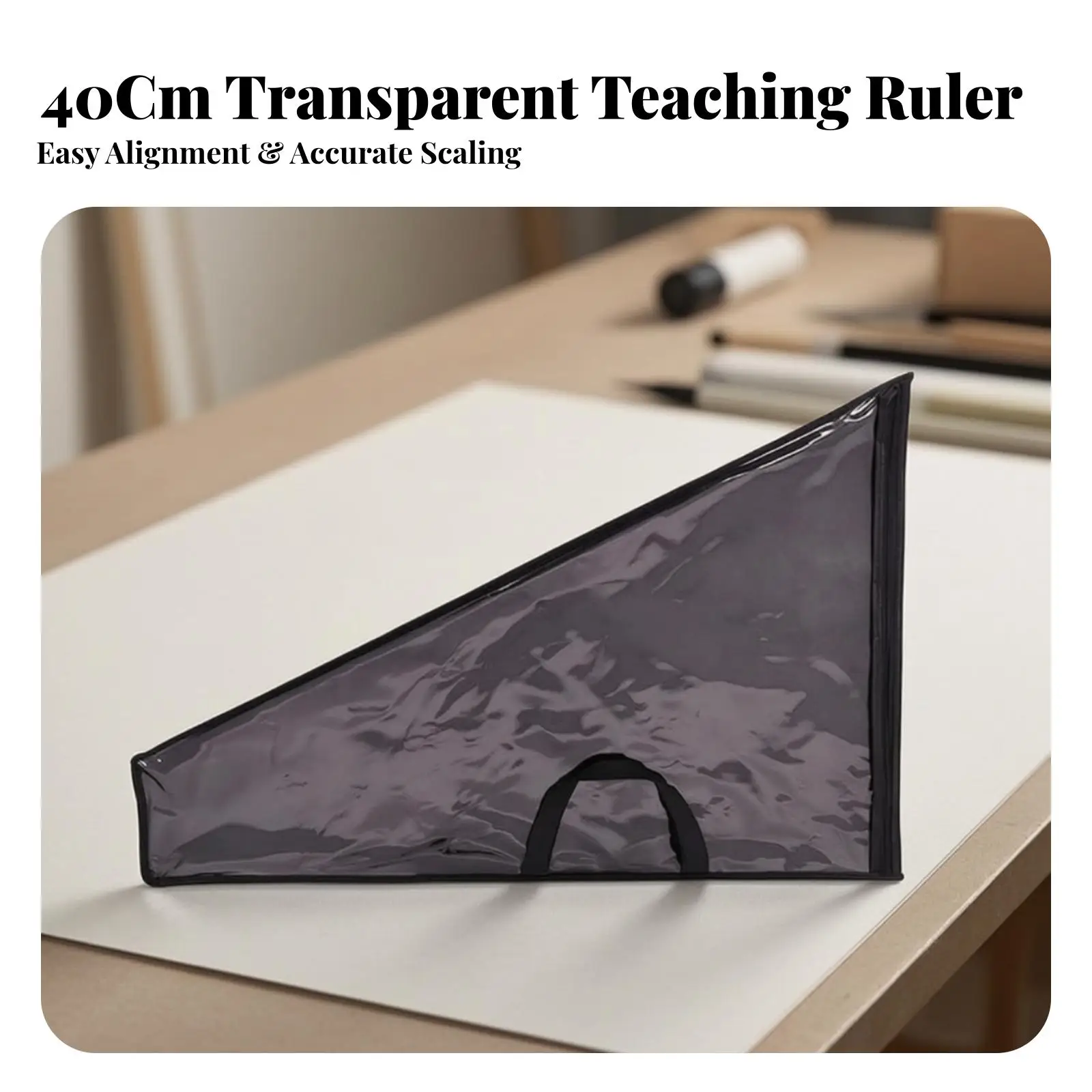 Geometry Triangle Ruler Storage Bag for Teachers Portable Pouch with Handle and Zipper Compartment