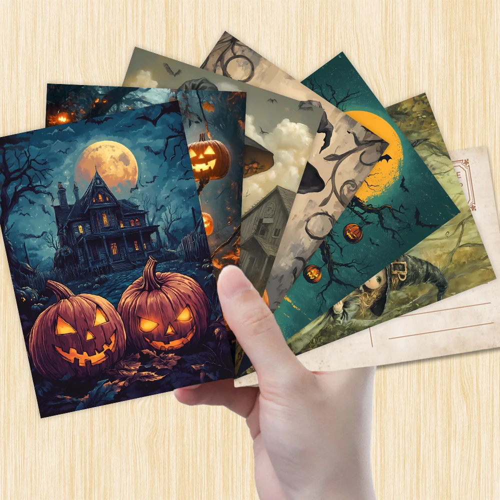 32 Stück, Retro-Halloween-Postkarten, Hexen, Geburtstags-/Jubiläumsgeschenke, Sammlerstücke, geeignet zum Verschenken und verschickbar. – Detail 1