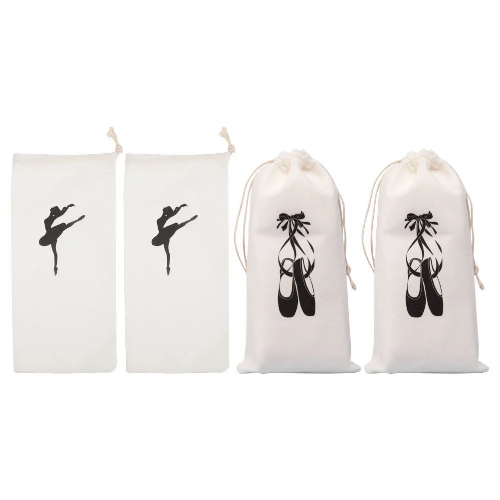 4 Pcs Ballet Shoes Girl Dance Bags Cloth Storage Pouches Pointy Drawstring Organizer Travel