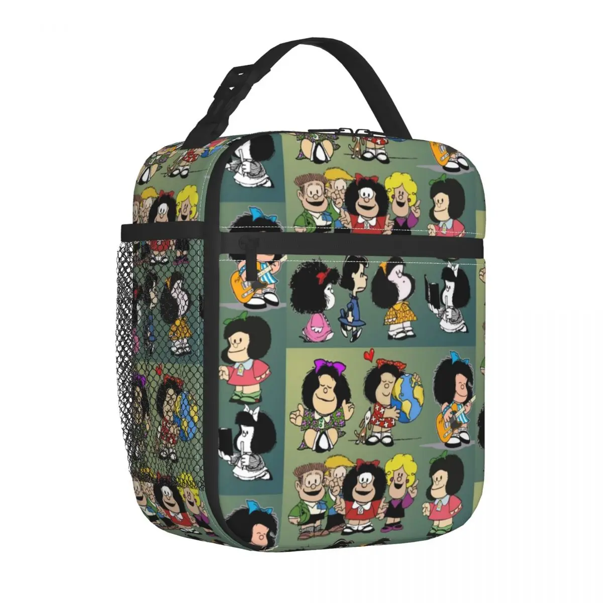 Bolsa de almuerzo con aislamiento de Anime Mafalda de dibujos animados Kawaii, bolsa de almuerzo portátil a cuadros, contenedor de almuerzo, bolsa térmica, bolsa de comida de playa