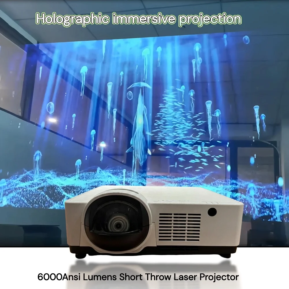 6000 Lumens 3LCD Laser Projector Ultra Short Throw 0.44:1 Ratio Support 4K for Education and Business with Japan-Made Lens