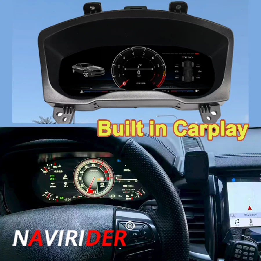 Carplay Virtual Cockpit Cluster Panel Clock For Ford F250 Ranger 2016-2021 Android Auto GPS Speedometer LCD Instrument Dashboard