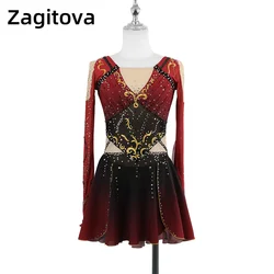 Custom Figure Skating Dress Long Sleeved For Women And Girls Ice Skating Clothes Hua Mulan Floating Sleeves With Rhinestones