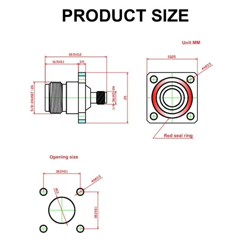 L16 a conector SMA a adaptador montaje en panel SMA