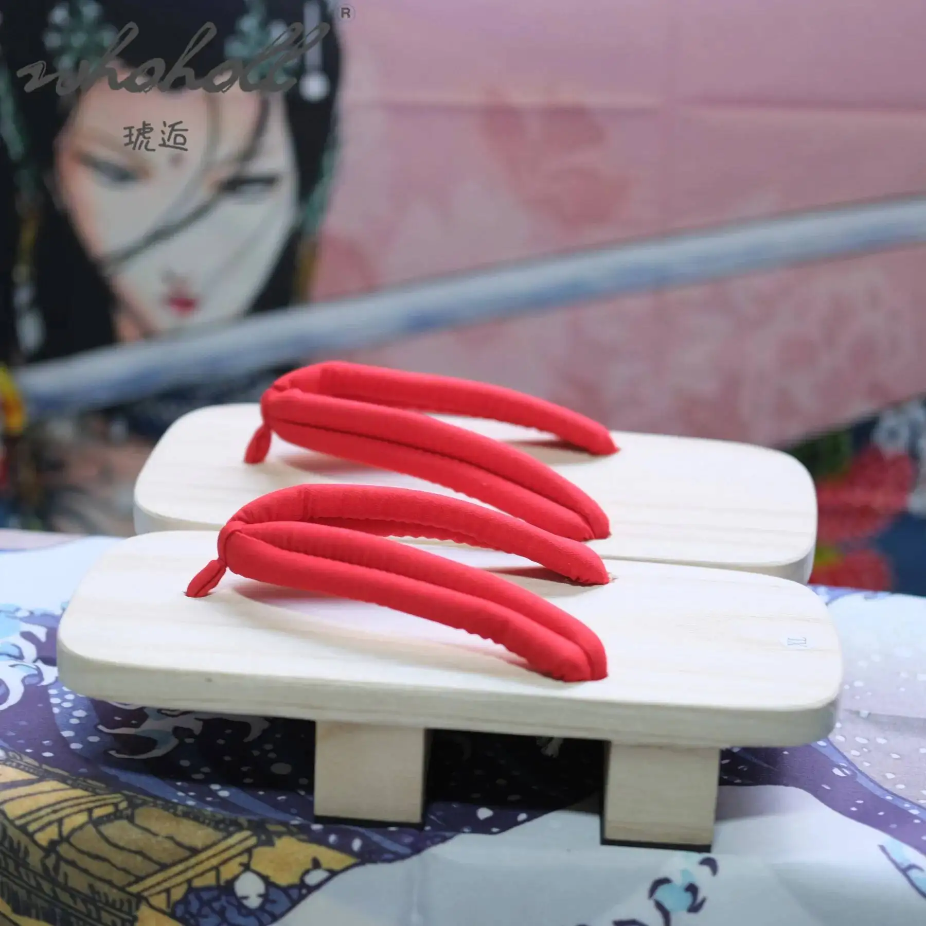 Unisex Dicke Plattform Zwei-Zähne Japanische Holz Geta Mann Frauen Hausschuhe Anime Coplay Kostüme Clogs Schuhe Flip-Flops Sandalen