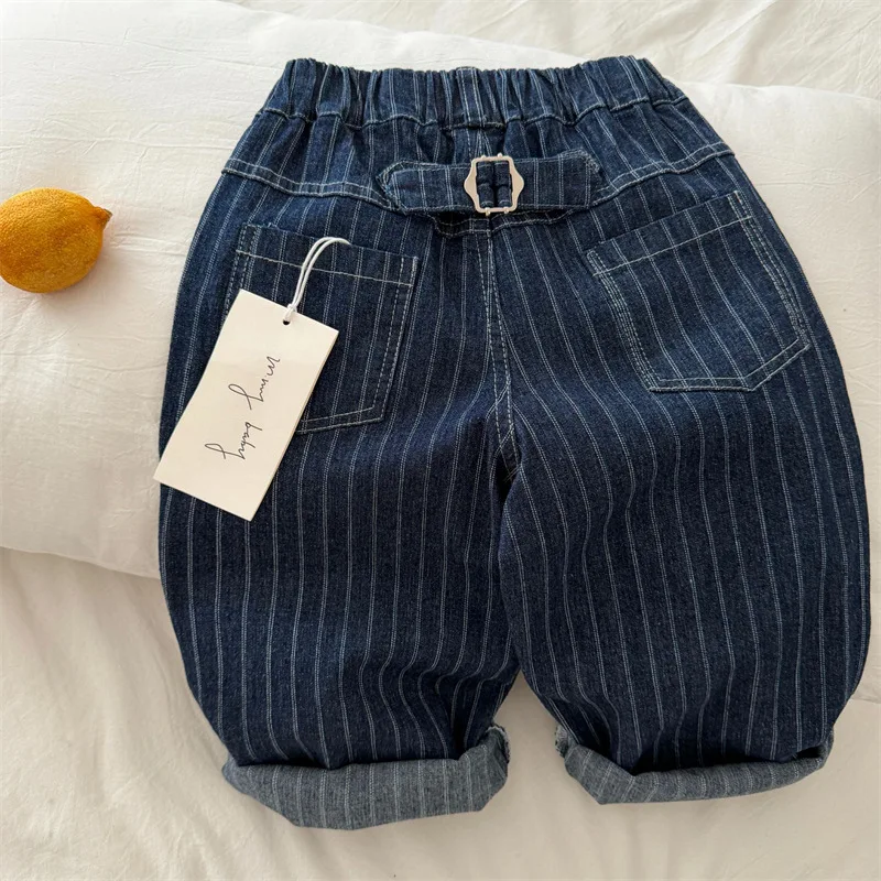 Children's Long Pants 2026 Spring New Arrival Boys' and Girls' Unique Striped Jeans Baby Versatile Straight Pants