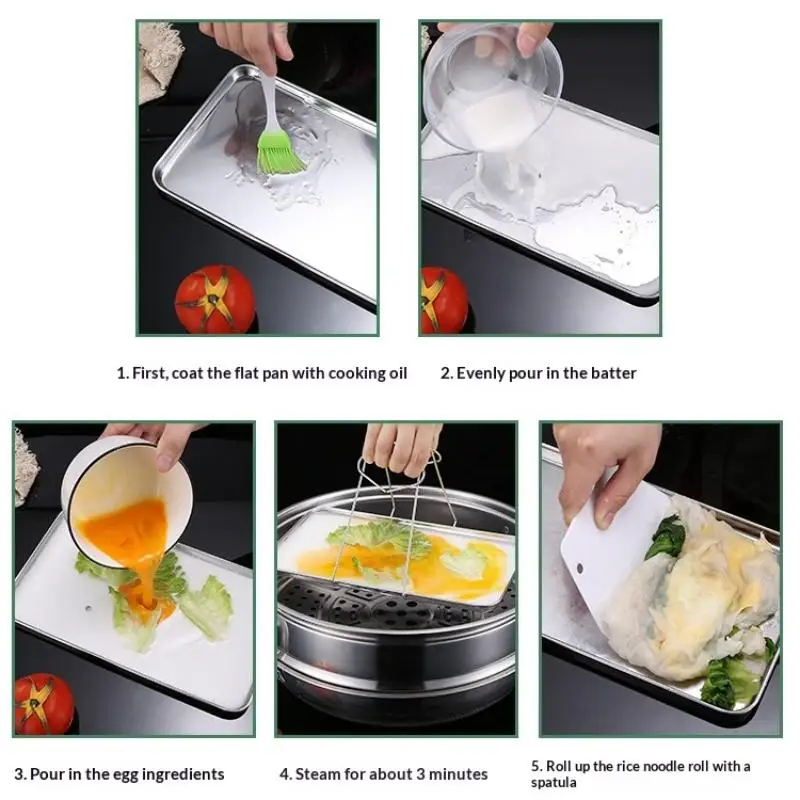 New Rectangle Stainless Steel Tray Commercial Buffet Presentation Tray Food Serving Plate Rice Noodle Pan Dish Storage Organizer