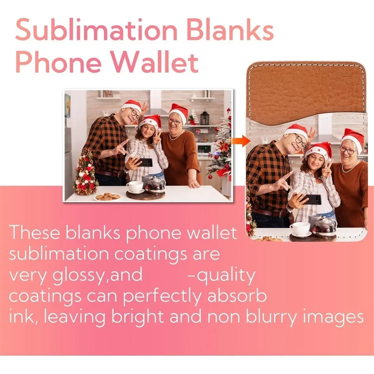 Home Tool 24 Pack Sublimation Blank Phone Wallet, PU Leather Phone Card Holder, Stick on Card Holder for Most Cell Phones