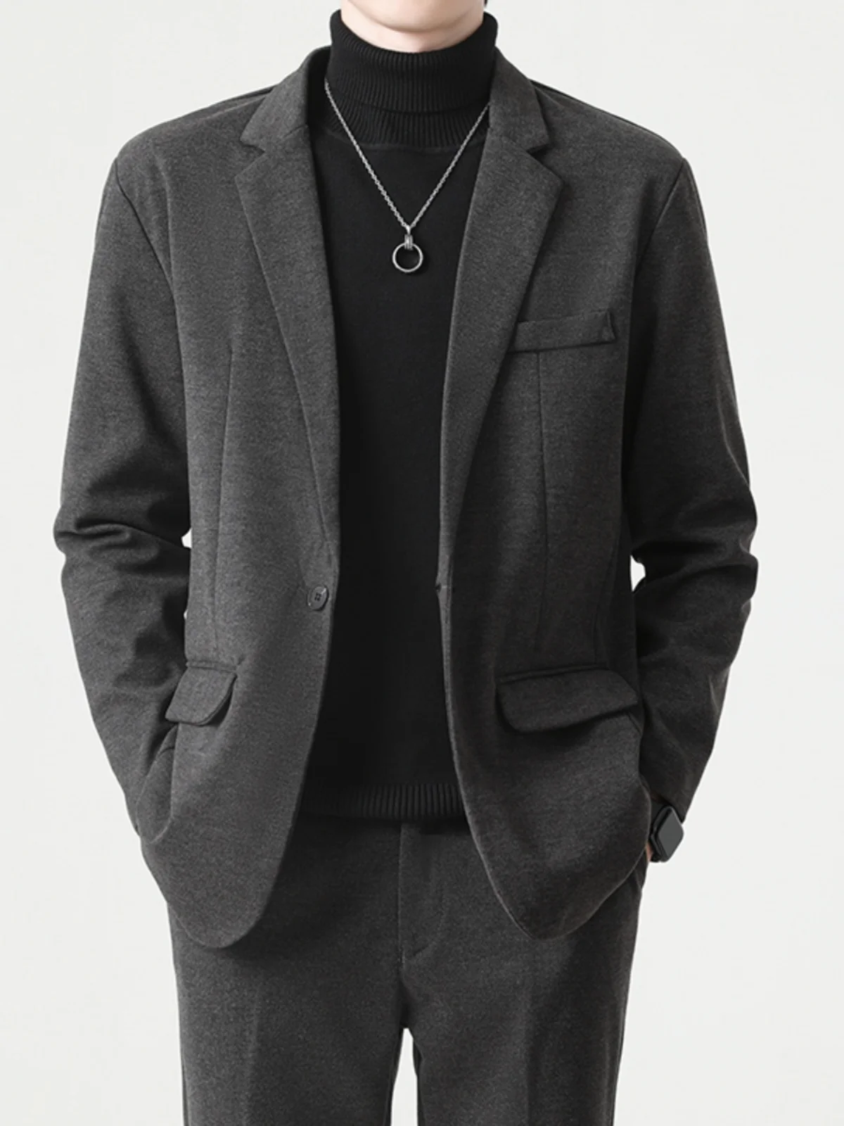 

Men's Woolen Suit Jacket Casual Korean Style Autumn Winter New Fashion Brand High-End Light Maturity Leisure Suit Coat