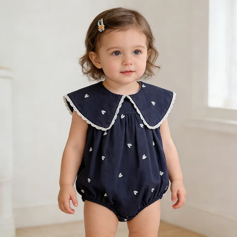Girls Onesie 2026 Spring and Summer New Childrens Clothes Girls Baby Sweet Love Printed Foreign Style Onesie Simple Daily