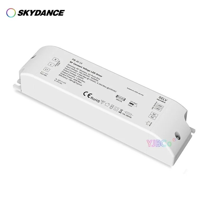 Imagem -03 - Skydance 12v 24v 40w 75w 2.4g rf Escurecimento Led Driver Push-dim 220v Fonte de Alimentação Regulável Única Cor Led Strip Light Transformador