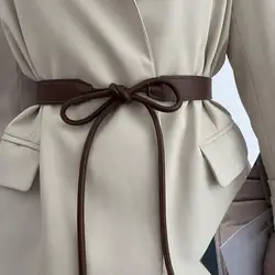 Cintura da donna resistente all'usura cintura in vita da donna con lacci in ecopelle regolabile per cappotto maglione stretto per la decorazione