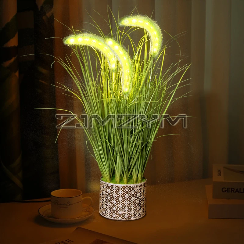 LED Simulação Plant Table Lamp, Desk Lamp para Casa e Hotel, Simulação, Decorativo