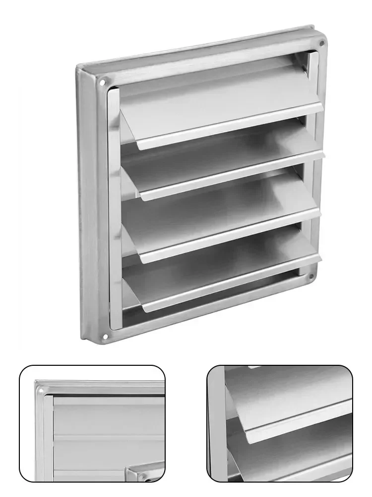 

Air Vent Cover Cap Duct Grill 125/150mm Stainless Steel Square Ventilation Cover Air Outlet External Wall Rain Cap