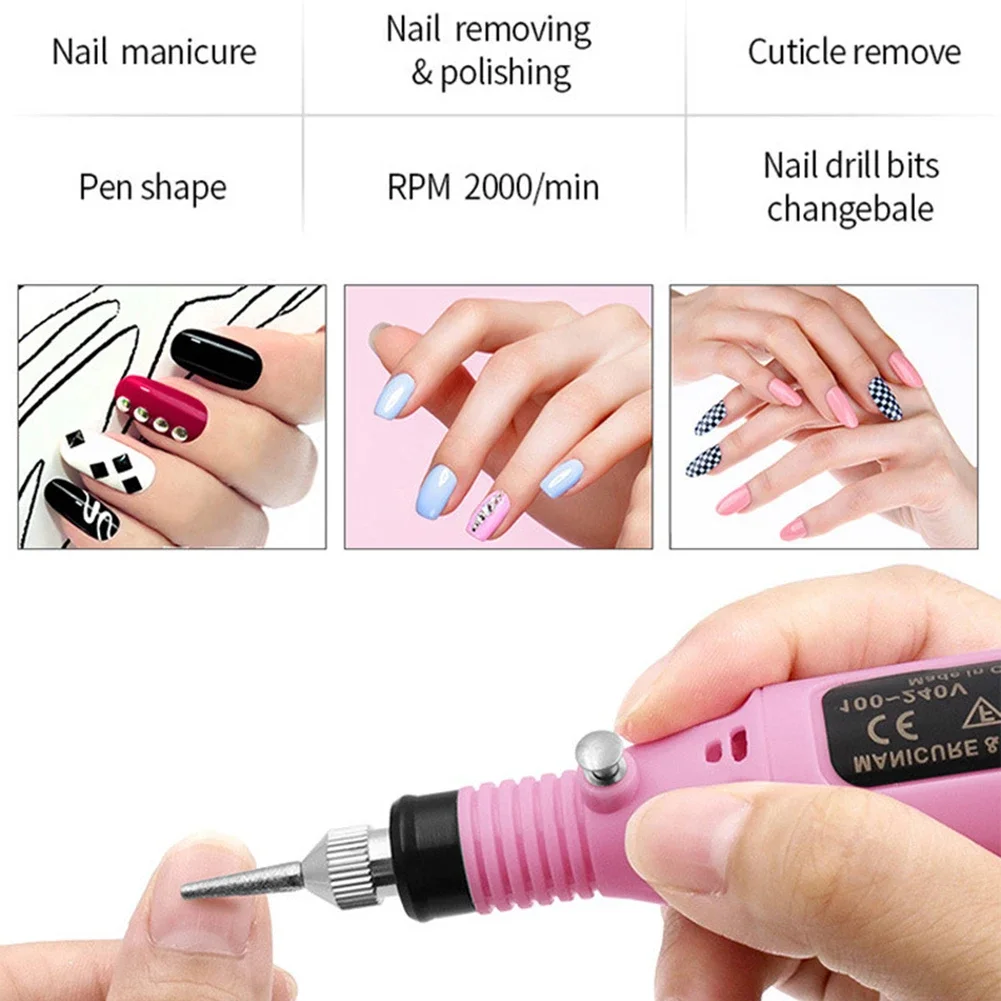 Polishing Tool Adjustable Speed Mini Nail Grinder Engraving Kit for Natural and Artificial Nails Professional or Home Use