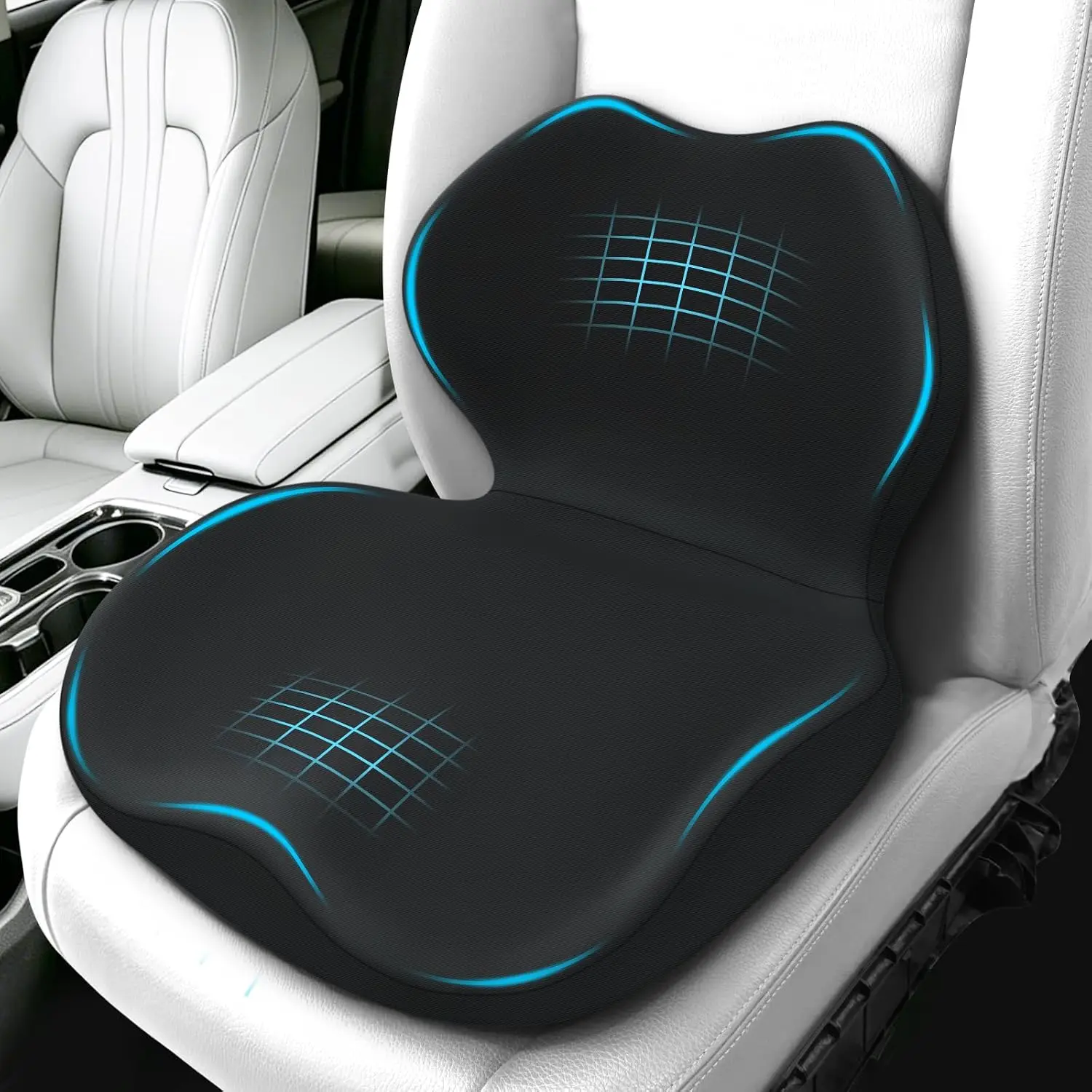 Memory Foam Car Seat Cushion with Lumbar Support Pillow,Driver Seat Cushion