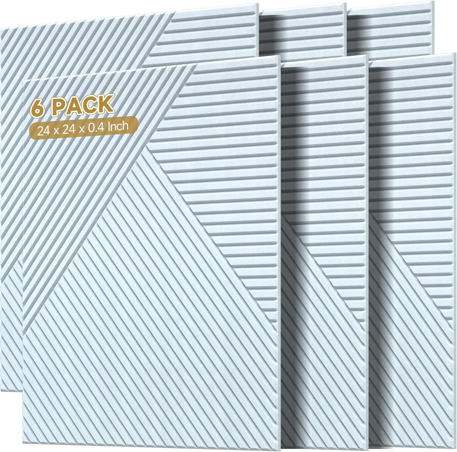 6-Pack 2x2 ft Acoustic Panels, Self-Adhesive White Polyester Fiber for Wall & Ceiling