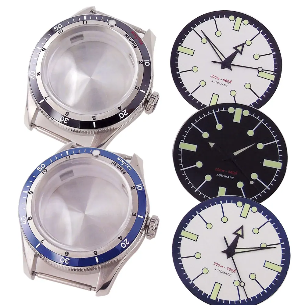 

20ATM Diving 40mm Double Bow Sapphire Glass Watch Case Sapphire Glass Fit Automatic NH35A NH36A ETA2824 PT5000 Bezel 120 Clicks